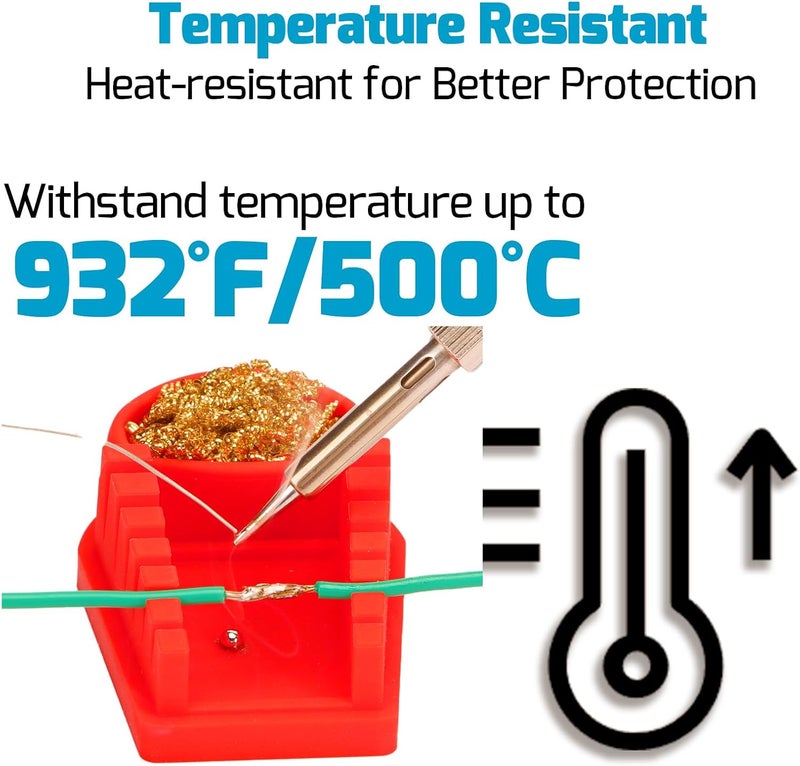 WeP S200 Red Soldering Wire Holder, Heat Resistant Silicone Stand with Brass Wool Tip Cleaner and 6 V-shaped grooves, Helping Hands for Soldering - Image 2